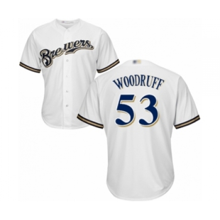 Men's Milwaukee Brewers #53 Brandon Woodruff Replica White Alternate Cool Base Baseball Jersey