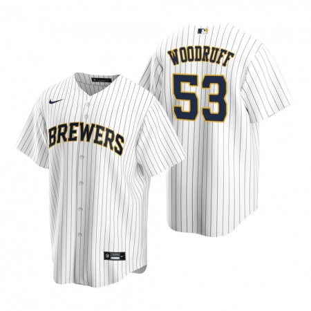 Men's Nike Milwaukee Brewers #53 Brandon Woodruff White Alternate Stitched Baseball Jersey