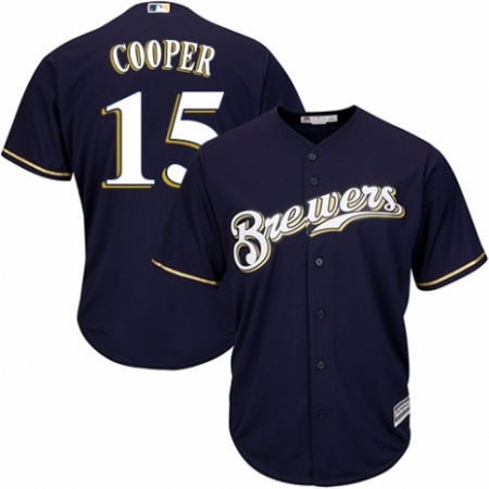 Men's Majestic Milwaukee Brewers #15 Cecil Cooper Replica White Alternate Cool Base MLB Jersey