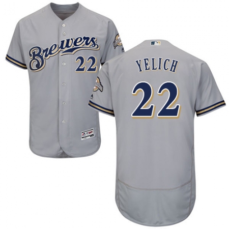 Men's Milwaukee Brewers #22 Christian Yelich Grey Flexbase Authentic Collection Stitched MLB Jersey