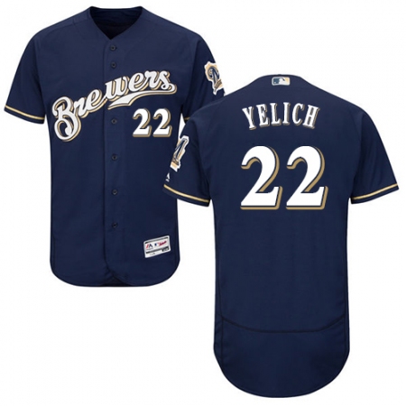 Men's Milwaukee Brewers #22 Christian Yelich Navy Blue Flexbase Authentic Collection Stitched MLB Jersey