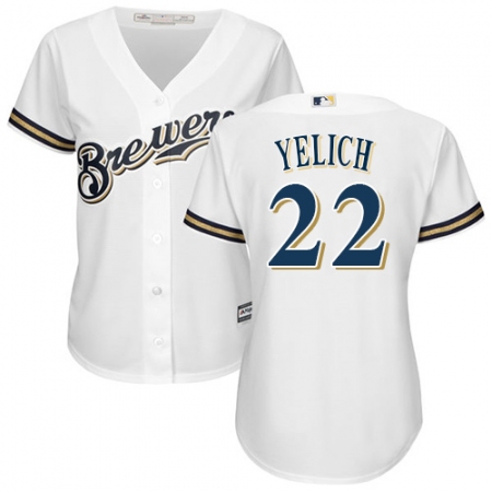 Women's Milwaukee Brewers #22 Christian Yelich White Home Stitched MLB Jersey