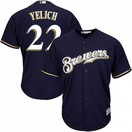 Youth Milwaukee Brewers #22 Christian Yelich Navy blue Cool Base Stitched MLB Jersey