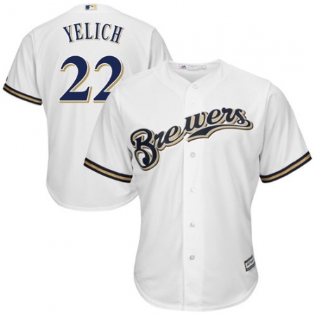 Youth Milwaukee Brewers #22 Christian Yelich White Cool Base Stitched MLB Jersey