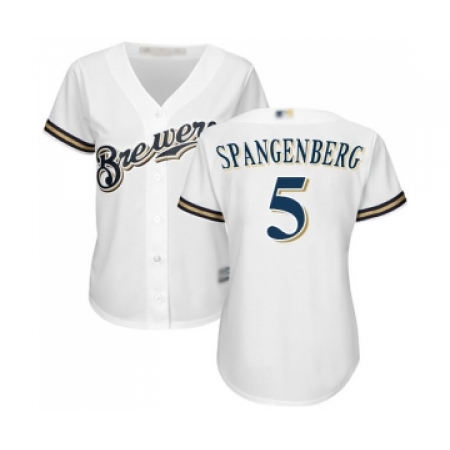 Women's Milwaukee Brewers #5 Cory Spangenberg Replica White Alternate Cool Base Baseball Jersey