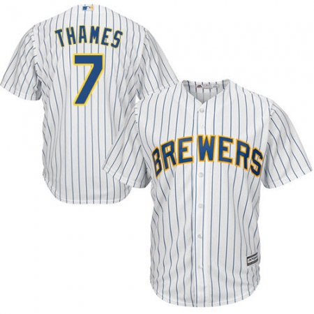 Youth Majestic Milwaukee Brewers #7 Eric Thames Authentic White Alternate Cool Base MLB Jersey