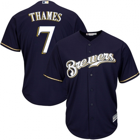 Youth Majestic Milwaukee Brewers #7 Eric Thames Replica Navy Blue Alternate Cool Base MLB Jersey