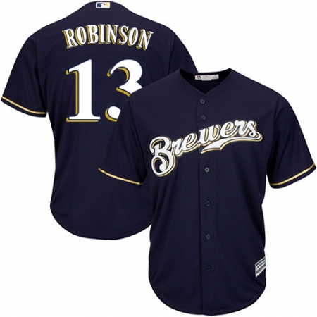 Youth Majestic Milwaukee Brewers #13 Glenn Robinson Authentic Navy Blue Alternate Cool Base MLB Jersey
