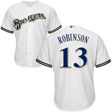 Youth Majestic Milwaukee Brewers #13 Glenn Robinson Authentic White Home Cool Base MLB Jersey