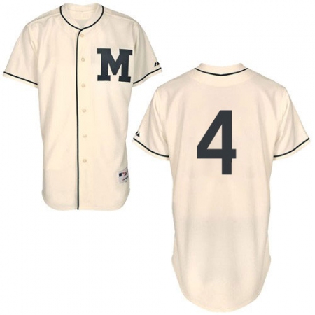 Men's Majestic Milwaukee Brewers #4 Paul Molitor Replica Cream 1913 Turn Back The Clock MLB Jersey