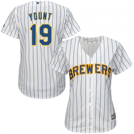 Women's Majestic Milwaukee Brewers #19 Robin Yount Replica White Alternate Cool Base MLB Jersey