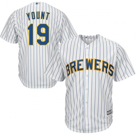 Youth Majestic Milwaukee Brewers #19 Robin Yount Authentic White Alternate Cool Base MLB Jersey