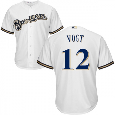 Men's Majestic Milwaukee Brewers #12 Stephen Vogt Replica White Home Cool Base MLB Jersey