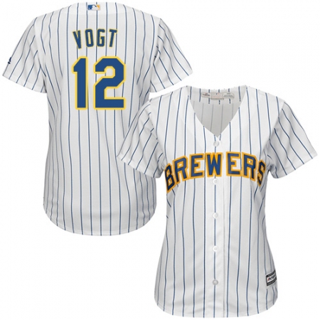 Women's Majestic Milwaukee Brewers #12 Stephen Vogt Replica White Alternate Cool Base MLB Jersey