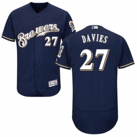 Men's Majestic Milwaukee Brewers #27 Zach Davies White Alternate Flex Base Authentic Collection MLB Jersey